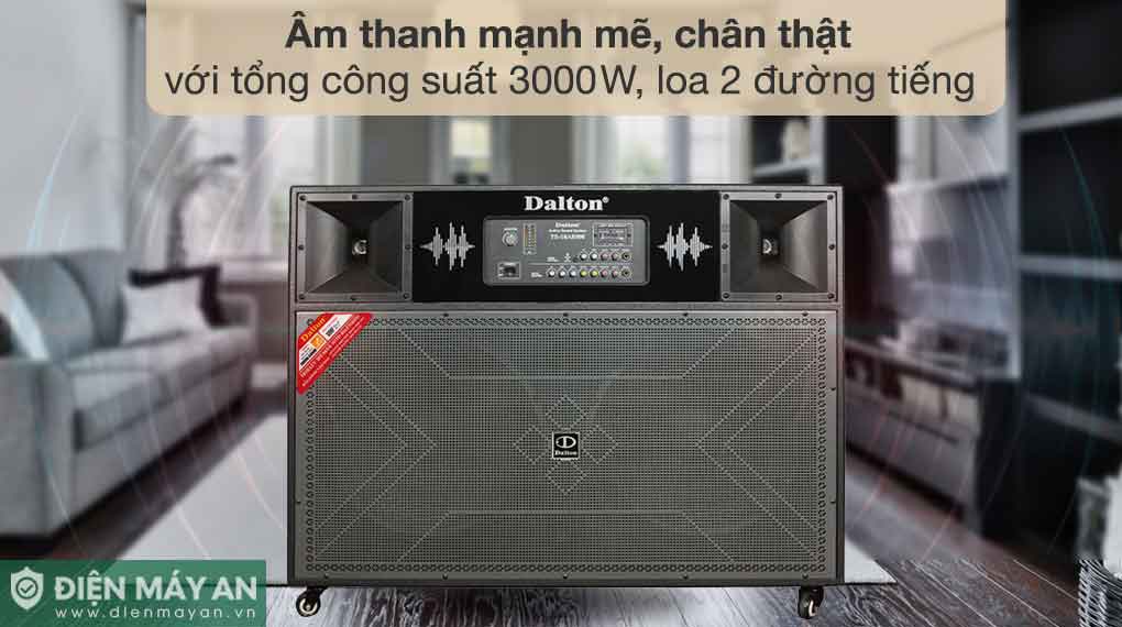 Loa kéo Dalton công suất 3000W, loa 2 đường tiếng đặt trong phòng khách hiện đại
